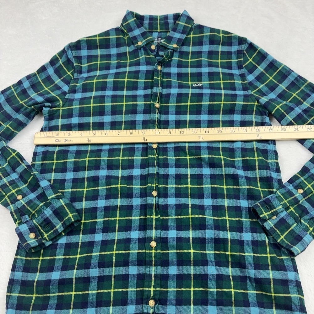 Vineyard Vines Button Up Shirt Youth XL Green Plaid Flannel Long Sleeve Collared - Picture 6 of 11